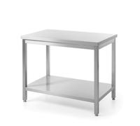 Hendi Table de Travail Lourde, Plateau de Travail avec étagère, à Monter soi-même, Pieds réglables, Zone de Travail à 360°, pour Restaurant, Bar, Cuisine, 1000 x 600 x 850 mm, Acier Inoxydable