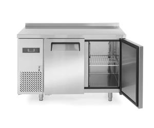HENDI Table réfrigérée Arktic 2 portes avec 2 étagères réglables, -2/8°C, 220 L, dégivrage automatique, affichage digital, 230V/270W, 1200x600x(H) 800 mm, acier inoxydable