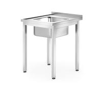 HENDI Table vissée avec évier, auto-assemblable, pieds de profilés réglables, trou pour robinet Ø30 mm, vidange Ø50 mm, 600x600x(H)850mm, acier inoxydable
