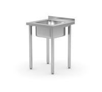 HENDI Table vissée avec évier, auto-assemblable, pieds de profilés réglables, trou pour robinet ø30 mm, vidange ø50 mm, 600x600x(H)850mm, acier inoxydable