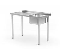 HENDI Table vissée avec évier, auto-assemblable, pieds de profilés réglables, trou pour robinet ø30 mm, vidange ø50 mm, 1000x600x(H)850mm, acier inoxydable