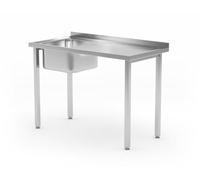 HENDI Table vissée avec évier, auto-assemblable, pieds de profilés réglables, trou pour robinet ø30 mm, vidange ø50 mm, 1000x600x(H)850mm, acier inoxydable
