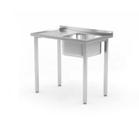 HENDI Table vissée avec évier, auto-assemblable, pieds de profilés réglables, trou pour robinet ø30 mm, vidange ø50 mm, 800x600x(H)850mm, acier inoxydable