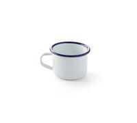 HENDI Tasse Mug en acier émaillé blanc, avec bord bleu, pour le petit déjeuner, tasse à thé, tasse à café, pour boissons chaudes et froides, pour le camping, crème glacée, 0,12L, ø70x(H) 50mm