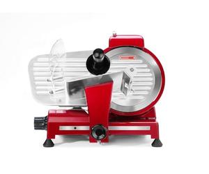 HENDI Trancheuse électrique, multi-usages, pour jambons, saucissons, viandes, Profi Line 220, lame Ø: 220mm, épaisseur de tranche (0-12mm), 220-240V, 280W, 506x435x(H)347mm, rouge, aluminium, inox