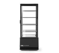 HENDI Vitrine de présentation réfrigérée, décongélation automatique, système anti-buée, 4 étagères, éclairage LED, étiquette énergie C, 98L, 230V, 210W, 452x406x(H)1116mm, Noir, ABS, double vitrage