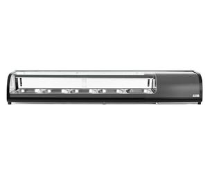 HENDI Vitrine réfrigérée à Sushi, pour comptoir ou plan de travail, présentation et exposition professionnelle de produits alimentaires, 0-12 °C, 132L, 220V, 190W, 1800x420x(H)265mm, inox, ABS, noir
