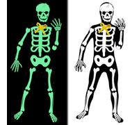 Hendpock Costume enfant squelette,Deguisement Halloween Enfant Déguisement Squelette Enfant Glow in the Dark Skeleton Costumes d'Halloween pour garçons et filles Carnaval(M)