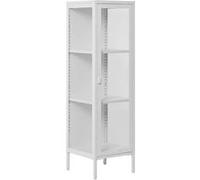 HENDRA - Vitrine 1 Portes Verre et Métal Blanc H140cm - Altobuy Blanc