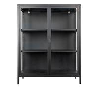 HENDRA - Vitrine 2 Portes Verre et Acier Noir H101cm -