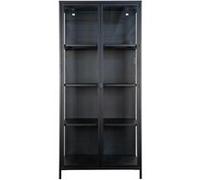 HENDRA - Vitrine 2 Portes Verre et Acier Noir H175cm - Altobuy Noir