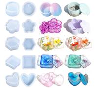 HenfuME 5 PièCes Moule en Silicone pour Resine, Moule Resine Epoxy, Moule Silicone Resine, Moule Jesmonite Hexagonale/Carré/Rond pour Bijoux Stylo Support Pot De Fleurs etc.