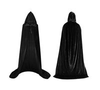 HenfuME Cape à Capuchon,Cape Noire Halloween,Déguisement Adulte Unisexe Costume,Halloween Enfant Velours Doux,Déguisement pour Halloween, Bal Masqué (Noir,130cm)