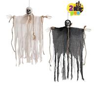 HenfuME Décorations d'Halloween : squelettes et fantômes suspendus, Faucheurs d'horreur avec cape volante, jardin et fêtes d'Halloween