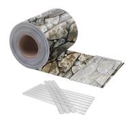 HENG FENG Brise-Vue pour Clôture Double Barreaux 35m x 19cm - Rouleau PVC Renforcé 450g/m² - Résistant UV et Intempéries - Protection Visuelle Totale - Inclus 20 Clips (Pierre)