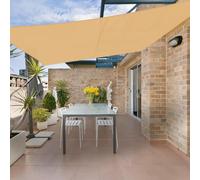 HENG FENG Voile d'ombrage Imperméable Rectangulaire Carré 4X4m PES Toile Ombrage Auvent Protection des Rayons UV pour Extérieur Jardin Terrass Balcon Couleur Sable