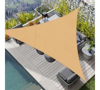 HENG FENG Voile d'ombrage Imperméable Triangulaire 4x4x4m PES Toile Ombrage Auvent Protection des Rayons UV pour Extérieur Jardin Terrass Balcon Couleur Sable