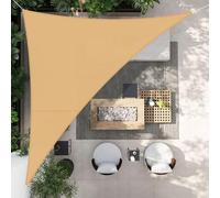 HENG FENG Voile d'ombrage Imperméable Triangulaire 4x4x5.65m PES Toile Ombrage Auvent Protection des Rayons UV pour Extérieur Jardin Terrass Balcon Couleur Sable