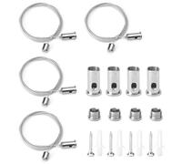HENGBIRD 4 Pièces Kit de Suspension Plafond, 1,5mm X 2m Cable Acier Kit Suspension Luminaire, Réglable Cable Suspension Luminaire, Câble Métallique pour Panneau LED, Plafond, Photos Fixation