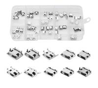 HENGBIRD 50 Pièces Micro USB A Souder Femelle 10 Odèles 5pcs de Chaque Type de Connecteur USB Set pour Connecteur Electronique I'équipement