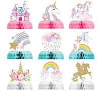 HENGBIRD 9 centres de Table Licorne Arc-en-Ciel en nid d'abeille pour Filles sur Le thème de la Licorne pour fête d'anniversaire, fête prénatale, décoration de Table