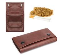 HENGBIRD Blague à Tabac en Cuir, Brun Polyvalente Pliable Blague à Tabac à Rouler Sac à Tabac avec Compartiments Pratiques, Blague a Tabac pour Filtres Papiers à Rouler de illes et plus Légers