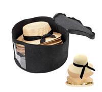 HENGBIRD Boîte à chapeaux ronde avec couvercle - 43 × 26 cm - Avec fenêtre transparente et poignée - Protection contre la poussière et l'humidité - Boîte de rangement en feutre - Peut contenir