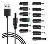 HENGBIRD Câble de charge universel 13 en 1 USB vers DC 5.5x2.1mm avec 13 adaptateurs Câble USB 1 mètre Kit avec prises CC pour routeurs TV Boîtes LED Rasoir Type C Micro USB Mini USB