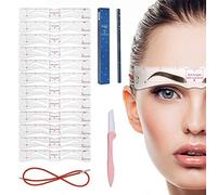 HENGBIRD Kit pour sourcils avec 12 pochoirs réutilisables, crayon et rasoir à sourcils - Tampon DIY pour un maquillage rapide - Or