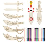 HENGBIRD Lot de 12 épée de bricolage pour enfants de 4 ans avec 12 couleurs et 2 pinceaux, kit de bricolage à partir de 4 ans, pour anniversaire d'enfant, à partir de 3 ans, pour fête de pirate, fête