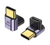 HENGBIRD Lot de 2 adaptateurs USB C 90 ° 24 broches 40 Gbps USB 4 type C homme vers femme Adaptateur passeport 100 W Chargeur vidéo 8 K pour Galaxy S21 S20 Pixel 4XL Huawei Jeu Dvices