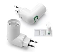 HENGBIRD Lot de 2 douilles E27 pour lampe à 360 ° avec interrupteur, prise européenne, prise pour ampoule, applique murale, adaptateur de socle, lampe de cuisine, convertisseur