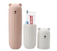 HENGBIRD Lot de 2 étuis pour brosse à dents - Étui de voyage portable - Étui de brosse à dents polyvalent pour la maison, les voyages, le camping - 20 x 5,5 cm - Blanc + rose