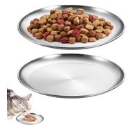 HENGBIRD Lot de 2 gamelles plates en acier inoxydable pour chat avec moustaches larges, 14 cm, gamelles plates anti-chute pour petits chiens, chats