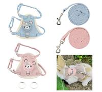 HENGBIRD Lot de 2 laisses réglables pour lapin nain, accessoires pour chats, petits chiens et autres petits animaux domestiques (rose et bleu)