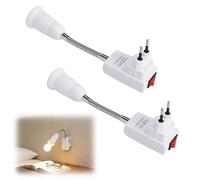 HENGBIRD Lot de 2 Lampe Prise Douille E27 Flexible - Adaptateur E27 avec Prise Européenne 20 cm, Lampe Orientable 360°, Plastique PBT Résistant à la Chaleur pour Ampoule LED