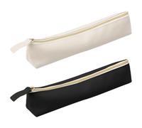 HENGBIRD Lot de 2 trousses à crayons - En cuir - Portable - Pour les écoles, les bureaux, les articles de papeterie et les cosmétiques (beige, noir)