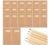 HENGBIRD Lot de 20 Crayons de Couleur - 6 Rouge, Jaune, Marron, Vert, Bleu, Noir - Mini Format en Bois dans un Étui en Carton