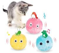 HENGBIRD Lot de 3 balles interactives pour Chat avec Son Jouet pour Chaton Jouet en Peluche, Jouet pour Chat avec Sons d'animaux réalistes pour l'intérieur Kitty Puppy