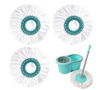 HENGBIRD Lot de 3 têtes de rechange Leifheit Clean Twist Disc Mop/Ergo - Absorbant - Convient à tous les revêtements de sol (bleu et blanc)