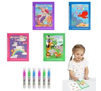 HENGBIRD Lot de 4 livres de coloriage Aqua Doodle à partir de 3 ans avec stylo aquatique pour garçons et filles - Coloriage Water Wow à partir de 3 ans - Peinture propre en voyage - Graffiti