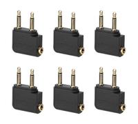 HENGBIRD Lot de 6 adaptateurs pour casque d'avion - Adaptateur pour casque d'avion - Double prise mâle 3,5 mm vers femelle - Plaqué or