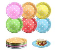HENGBIRD Lot de 60 assiettes en carton multicolores pour fête - Assiettes rondes en papier de 7" - Assiettes jetables - Pour fêtes et célébrations comme un anniversaire, un mariage ou un barbecue