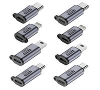 HENGBIRD Lot de 8 adaptateurs Lightning vers USB C, adaptateur micro USB, adaptateur mini USB femelle vers mâle USB 2.0 pour GPS, caméra d'action pour smartphone