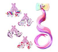 HENGBIRD Lot de 8 barrettes à cheveux licorne + dégradé de couleur - Perruque licorne - Épingle à cheveux pour fille - Cadeau pour enfants, fête, anniversaire, décoration licorne pour enfants