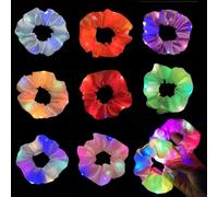 HENGBIRD Lot de 8 Chouchous Lumineux LED en Satin, Élastiques à Cheveux avec 3 Modes d’Éclairage, Accessoires Cheveux pour Femme et Fille, pour Fête Carnaval Festival Halloween Noël