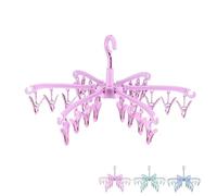 HENGBIRD Porte-chaussettes, cintres sur 24 pinces pour linge, petit étendoir, soutien-gorge, coupe-vent, étagère de séchage de vêtements (rose)