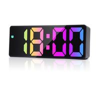 HENGBIRD Réveil numérique à LED avec grands chiffres, miroir avec snooze, luminosité réglable, commande vocale, Batterie/USB Type-C, table de chevet moderne pour chambre à coucher, enfants, personnes