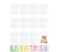 HENGBIRD Sac Cadeau Transparent - Lot de 12 Sacs Cabas PVC Réutilisables avec Anses Renforcées et 4 Cartes Papillon, Sac Cadeau Étanche - Sac Emballage Cadeau pour Mariage, Anniversaire, Fête
