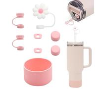 HENGBIRD Stanley Cup Kit d'accessoires pour gobelets Stanley Cup comprenant 4 bouchons en silicone, 3 couvercles en paille, 1 coque en silicone, accessoires Stanley pour gobelets de 1,2 l et 850 ml,